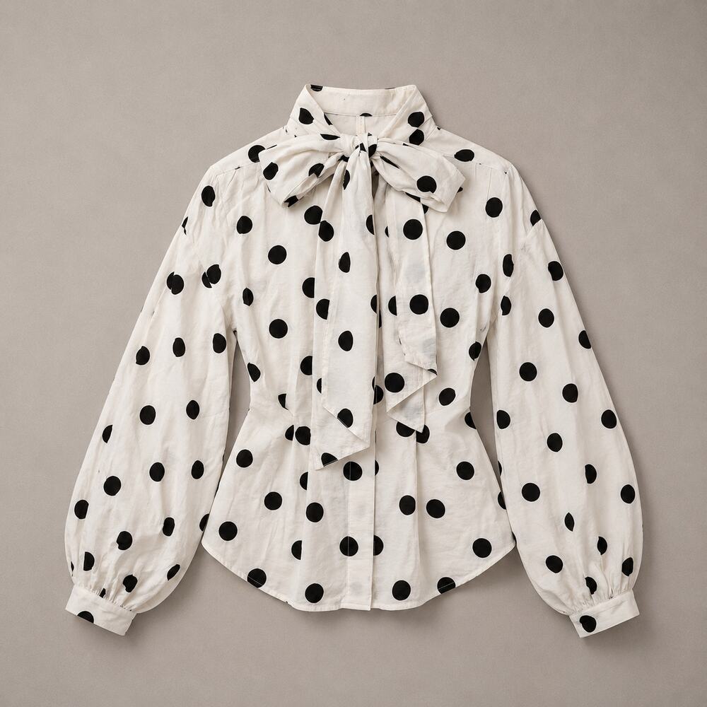 Tie Neck Polka Dot Blouse from H&M - Picture 2 of 10